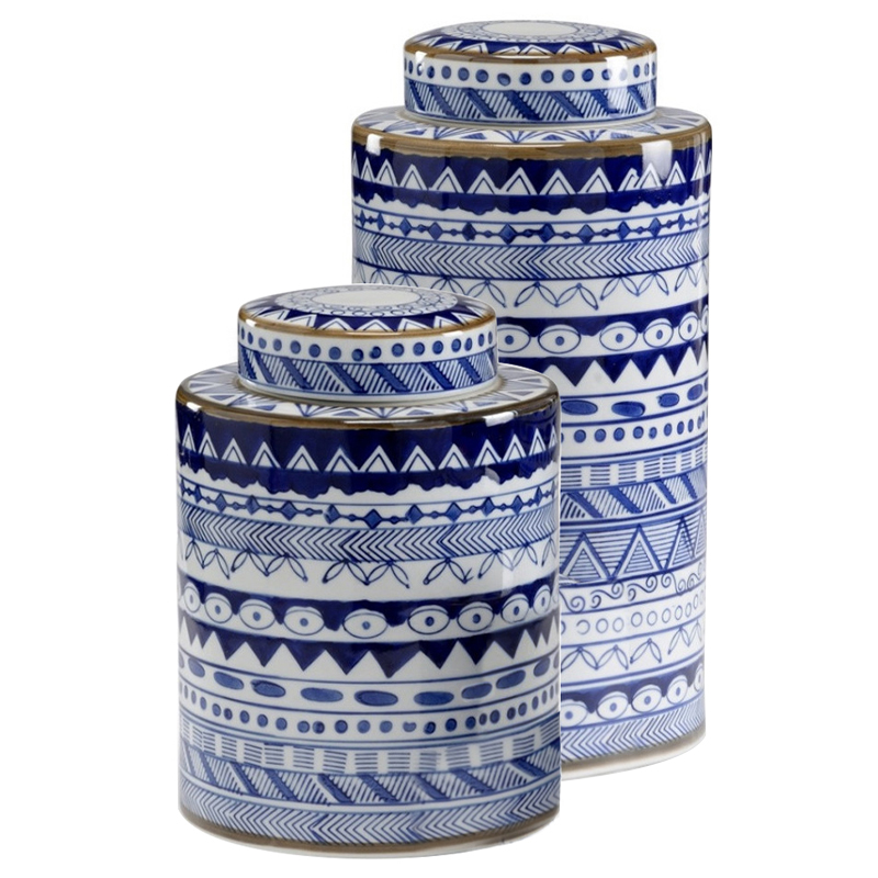 Вазы с крышками Oriental Blue Ornament Vases Синий Белый Вазы с крышками Oriental Blue Ornament Vases Синий Белый в Брянске | Loft Concept