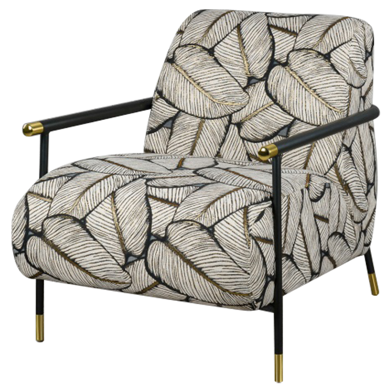 Кресло с Цветным принтом Листья Foliage Armchair Grey Серый ivory ( слоновая кость ) Черный Золотой Кресло с Цветным принтом Листья Foliage Armchair Grey Серый ivory ( слоновая кость ) Черный Золотой в Брянске | Loft Concept