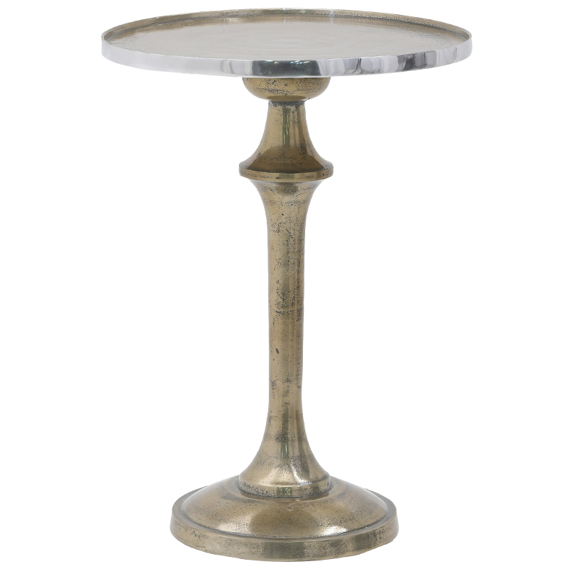 Круглый приставной стол Bourne Patina Side Table Серебряный Золотой Круглый приставной стол Bourne Patina Side Table Серебряный Золотой в Брянске | Loft Concept