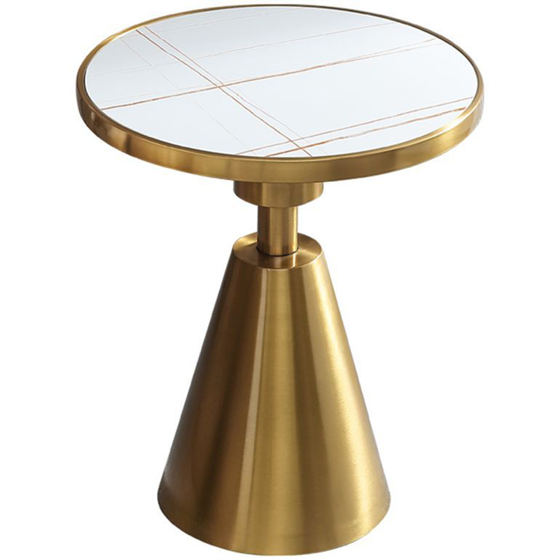 Круглый приставной стол Charmaine Side Table Латунь Белый Круглый приставной стол Charmaine Side Table Латунь Белый в Брянске | Loft Concept