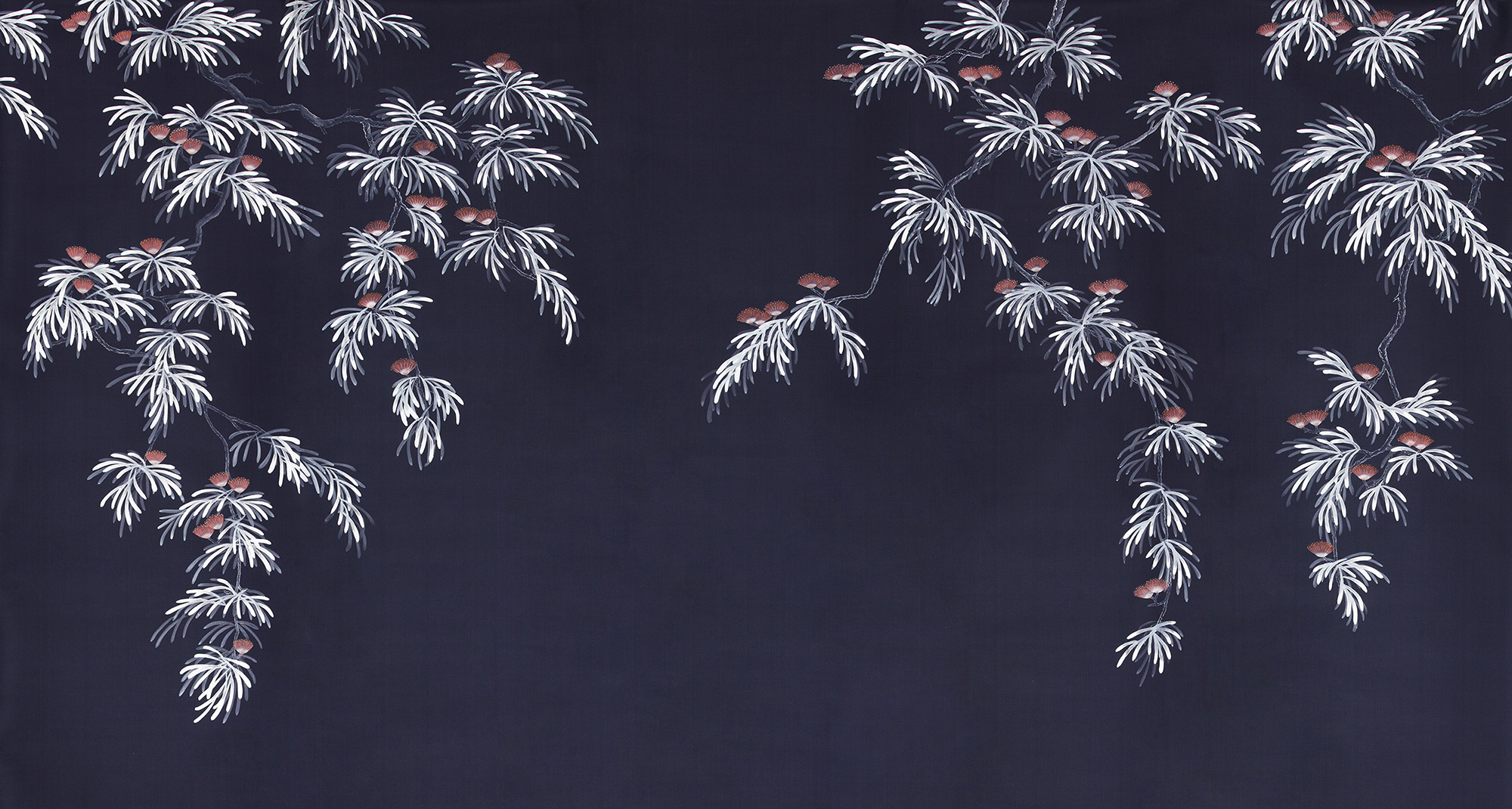 Обои ручная роспись Silk Tree Special Colourway on Empire Blue dyed silk Обои ручная роспись Silk Tree Special Colourway on Empire Blue dyed silk - постер Loft-Concept в Брянске