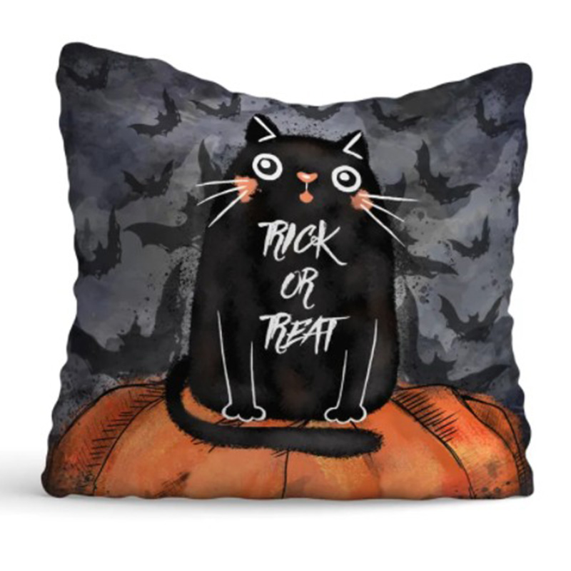 Подушка Halloween Trick or Treat Cat Черный Оранжевый Серый Подушка Halloween Trick or Treat Cat Черный Оранжевый Серый в Брянске | Loft Concept