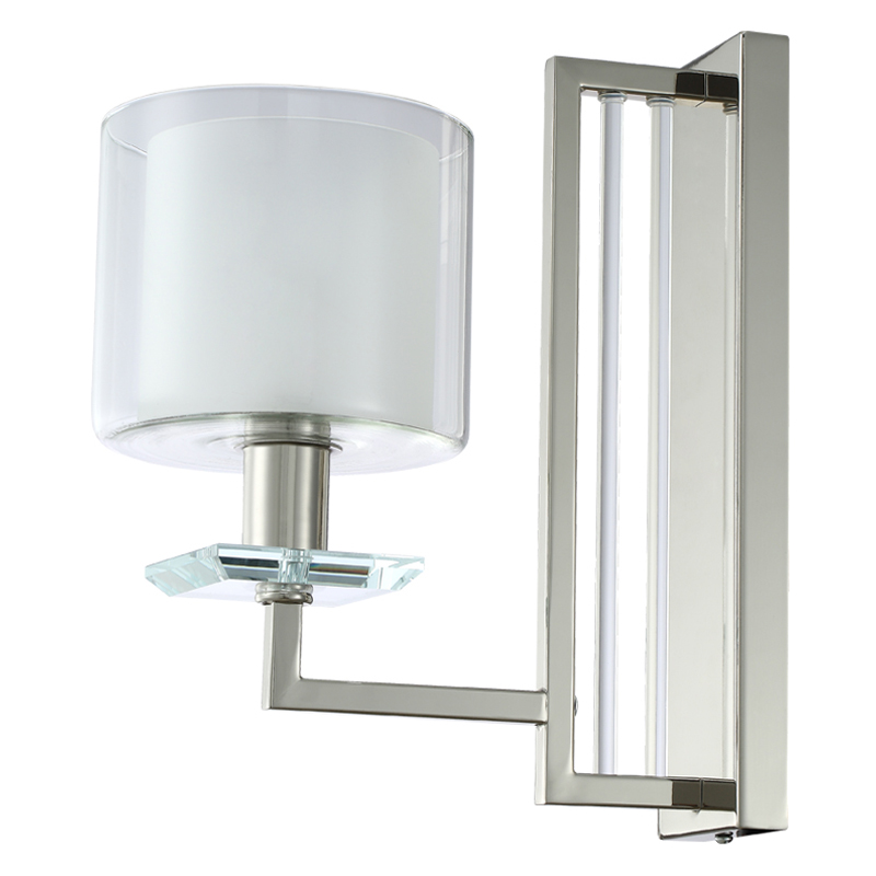 Бра с геометрическим каркасом из металла и цилиндрическим стеклянным плафоном Laurent Золотой Никель Белый Прозрачное Стекло в Брянске | Loft Concept 