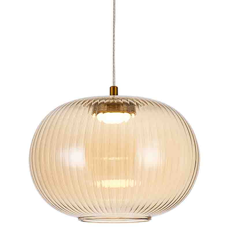 Подвесной светильник с янтарным рифленым стеклянным плафоном Ferm Living Янтарный Латунь Подвесной светильник с янтарным рифленым стеклянным плафоном Ferm Living Янтарный Латунь в Брянске | Loft Concept