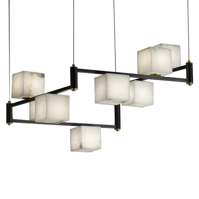 Люстра Marble Cubes Modern Light Chandelier 8 плафонов Латунь Черный Белый Мрамор Bianco Люстра Marble Cubes Modern Light Chandelier 8 плафонов Латунь Черный Белый Мрамор Bianco в Брянске | Loft Concept