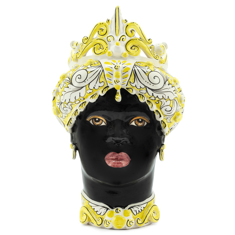 Ваза VASE MORO LADY MEDIUM yellow Черный Белый Желтый в Брянске | Loft Concept 
