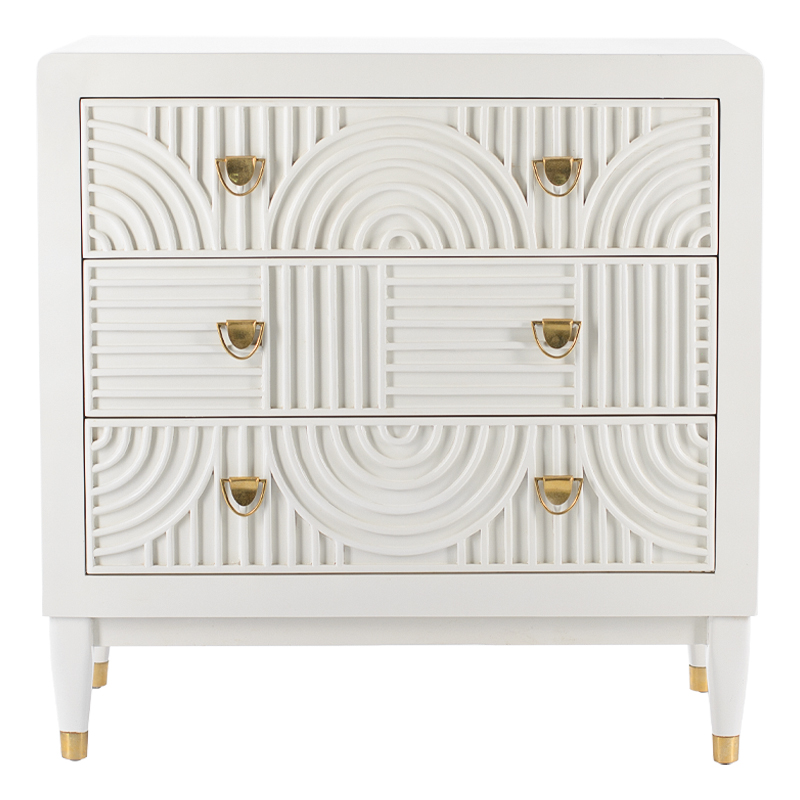 Комод с 3-мя ящиками Seymour Chest Of Drawers white Белый Белый Латунь Комод с 3-мя ящиками Seymour Chest Of Drawers white Белый Белый Латунь в Брянске | Loft Concept
