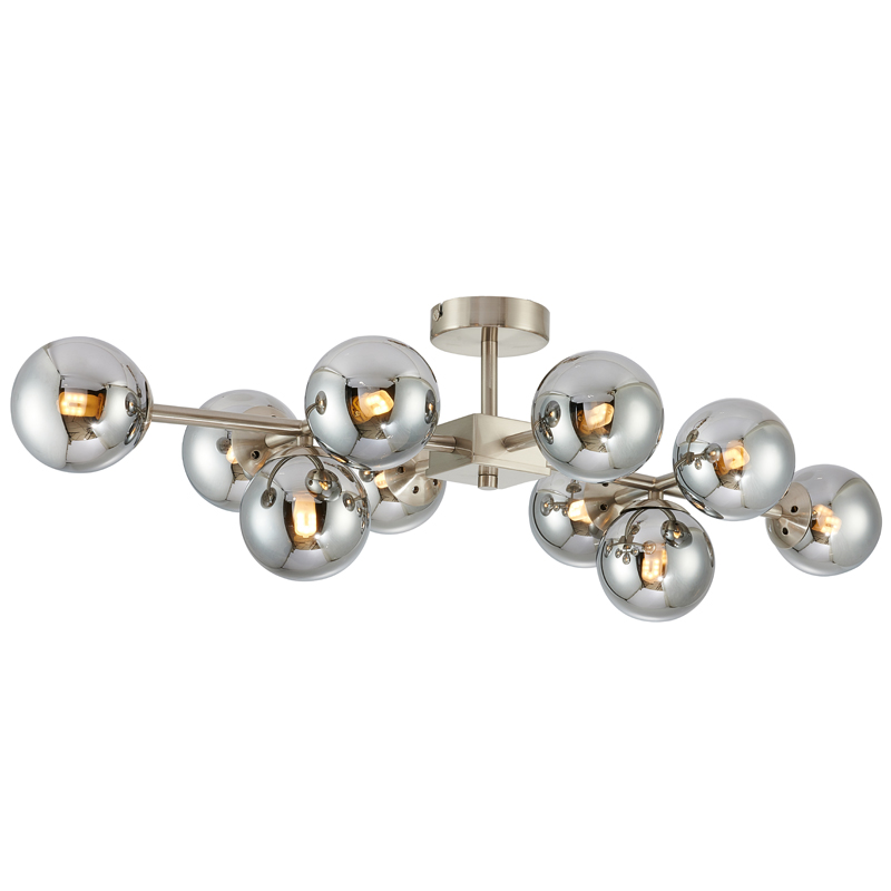 Люстра Berries Chandelier smok 10 Стекло Смок Никель Люстра Berries Chandelier smok 10 Стекло Смок Никель в Брянске | Loft Concept