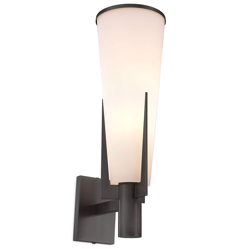 Бра Eichholtz Wall Lamp Dino Bronze Белое матовое стекло Черный Темная бронза Бра Eichholtz Wall Lamp Dino Bronze Белое матовое стекло Черный Темная бронза в Брянске | Loft Concept