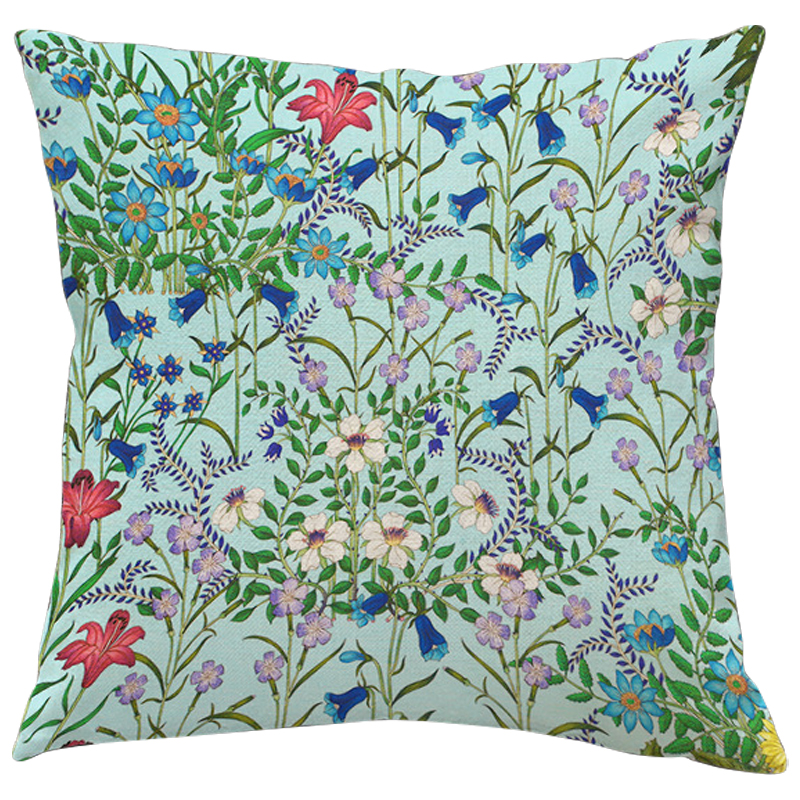 Декоративная подушка Стиль Gucci Wildflowers Blue Светло-голубой Мульти Декоративная подушка Стиль Gucci Wildflowers Blue Светло-голубой Мульти в Брянске | Loft Concept