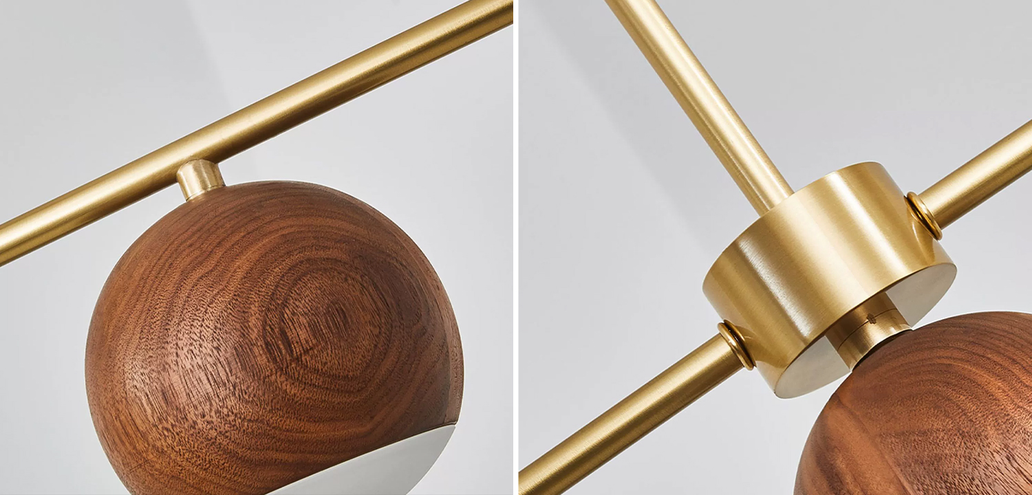 Линейная люстра Theo Metal Wooden Linear Chandelier - фото №1