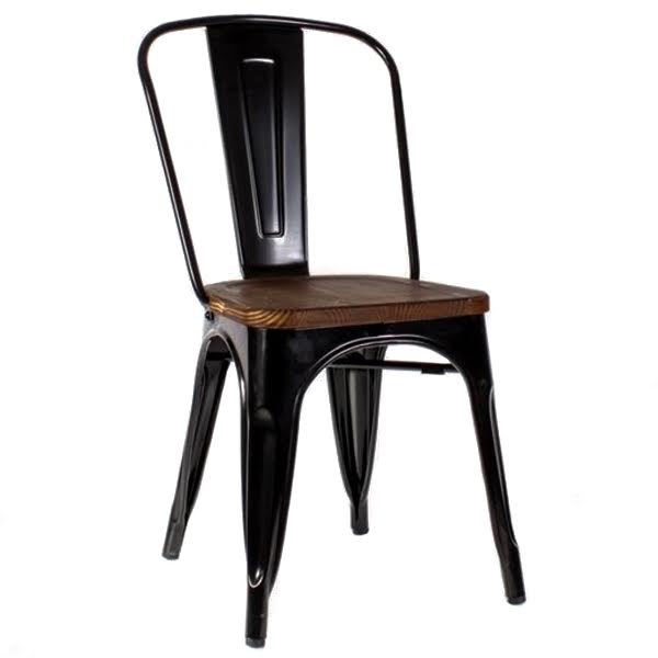 Кухонный стул Tolix Chair Wood Black Черный Коричневый Кухонный стул Tolix Chair Wood Black Черный Коричневый в Брянске | Loft Concept