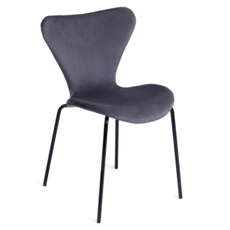Стул Julissa Grey-Blue Chair флок Серо-голубой Черный Стул Julissa Grey-Blue Chair флок Серо-голубой Черный в Брянске | Loft Concept