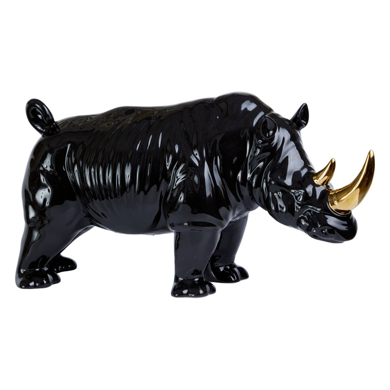Статуэтка черный носорог с золотыми рогами Golden Horned Black Rhino Черный Золотой Статуэтка черный носорог с золотыми рогами Golden Horned Black Rhino Черный Золотой в Брянске | Loft Concept