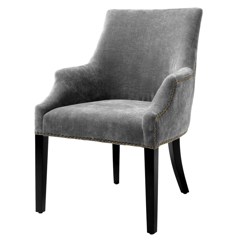 Стул Eichholtz Dining Chair Legacy grey Серый Черный Латунь Античная полированная Стул Eichholtz Dining Chair Legacy grey Серый Черный Латунь Античная полированная в Брянске | Loft Concept