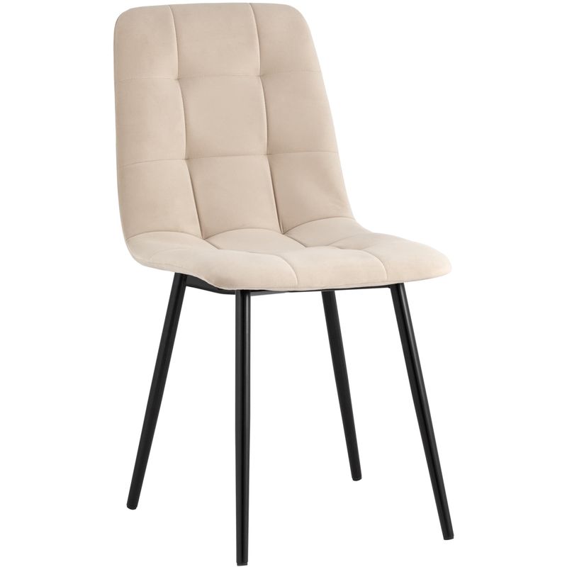 Стул NANCY S-2 Chair Бежевый Велюр Бежевый Черный Стул NANCY S-2 Chair Бежевый Велюр Бежевый Черный в Брянске | Loft Concept
