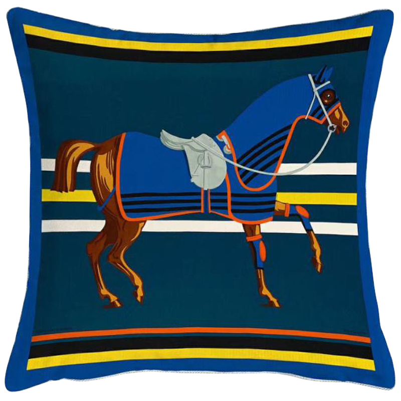 Декоративная подушка Hermes Horse 66 Синий Желтый Оранжевый Декоративная подушка Hermes Horse 66 Синий Желтый Оранжевый в Брянске | Loft Concept