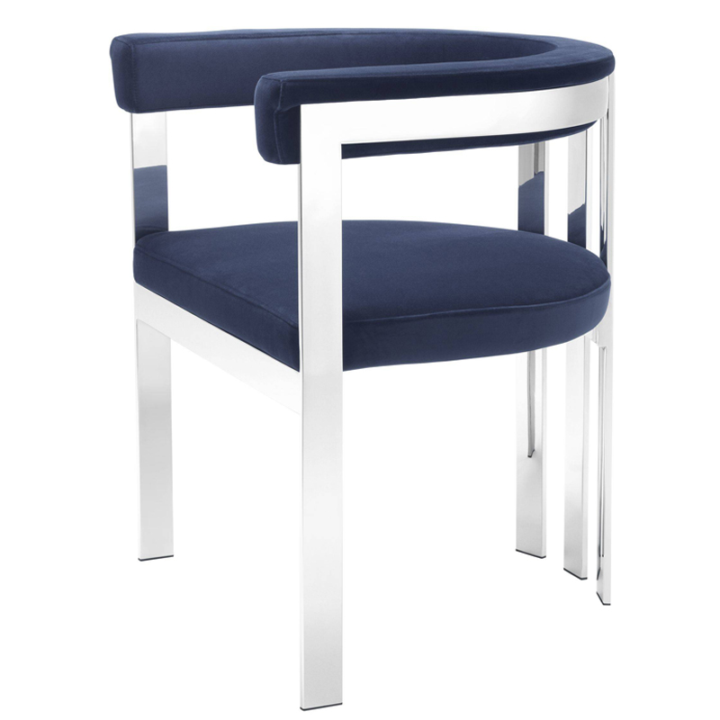 Стул Eichholtz Dining Chair Clubhouse blue Сапфирово-синий Нержавеющая сталь Стул Eichholtz Dining Chair Clubhouse blue Сапфирово-синий Нержавеющая сталь в Брянске | Loft Concept