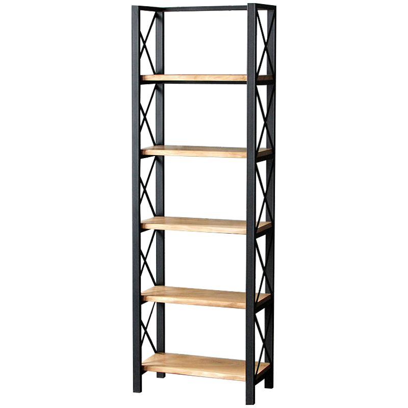 Стеллаж Forster Industrial Metal Rust Rack Черный Светлый дуб Стеллаж Forster Industrial Metal Rust Rack Черный Светлый дуб в Брянске | Loft Concept