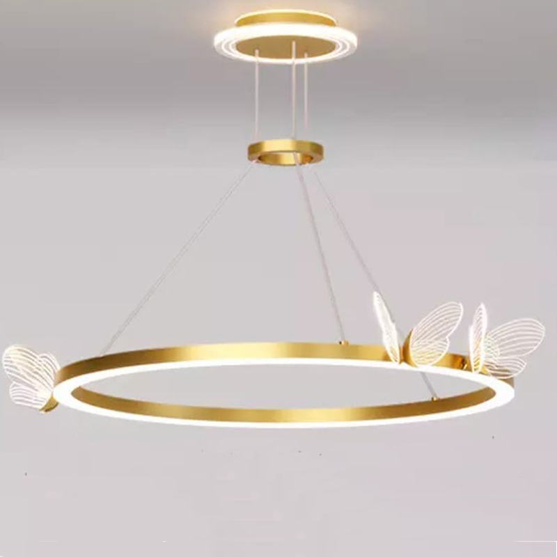 Подвесной светильник с бабочками Butterfly Ring F Прозрачный Латунь Подвесной светильник с бабочками Butterfly Ring F Прозрачный Латунь в Брянске | Loft Concept