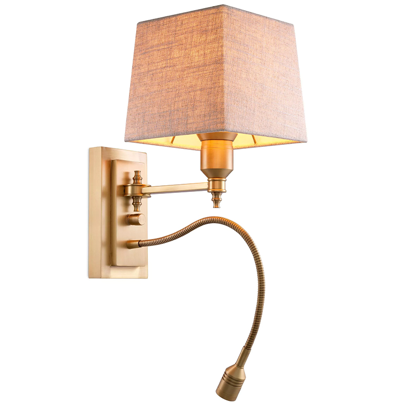 Бра Eichholtz Wall Lamp Ellington Brass Бежево-серый Латунь Бра Eichholtz Wall Lamp Ellington Brass Бежево-серый Латунь в Брянске | Loft Concept
