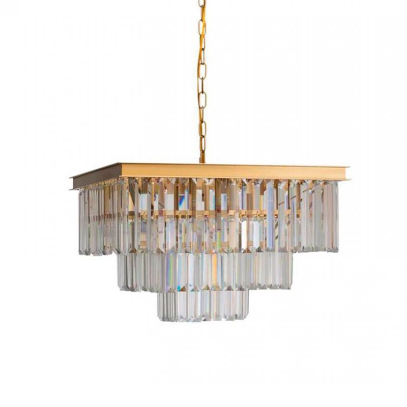 Квадратная Люстра RH 1920s Odeon GOLD iron Three Layers Прозрачное Стекло 50х50 Золотой Прозрачное Стекло Квадратная Люстра RH 1920s Odeon GOLD iron Three Layers Прозрачное Стекло 50х50 Золотой Прозрачное Стекло в Брянске | Loft Concept