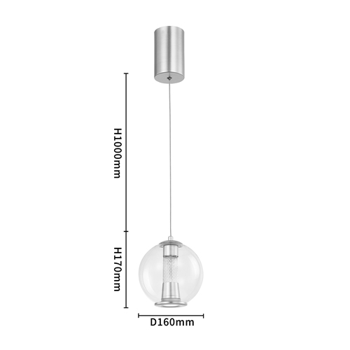 Подвесной светильник с плафоном в форме шара Inner Gleam Orb silver Подвесной светильник с плафоном в форме шара Inner Gleam Orb silver в Брянске