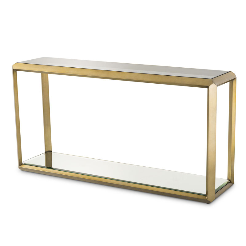 Консоль Eichholtz CONSOLE TABLE CALLUM Латунь Стекло Смок Консоль Eichholtz CONSOLE TABLE CALLUM Латунь Стекло Смок в Брянске | Loft Concept