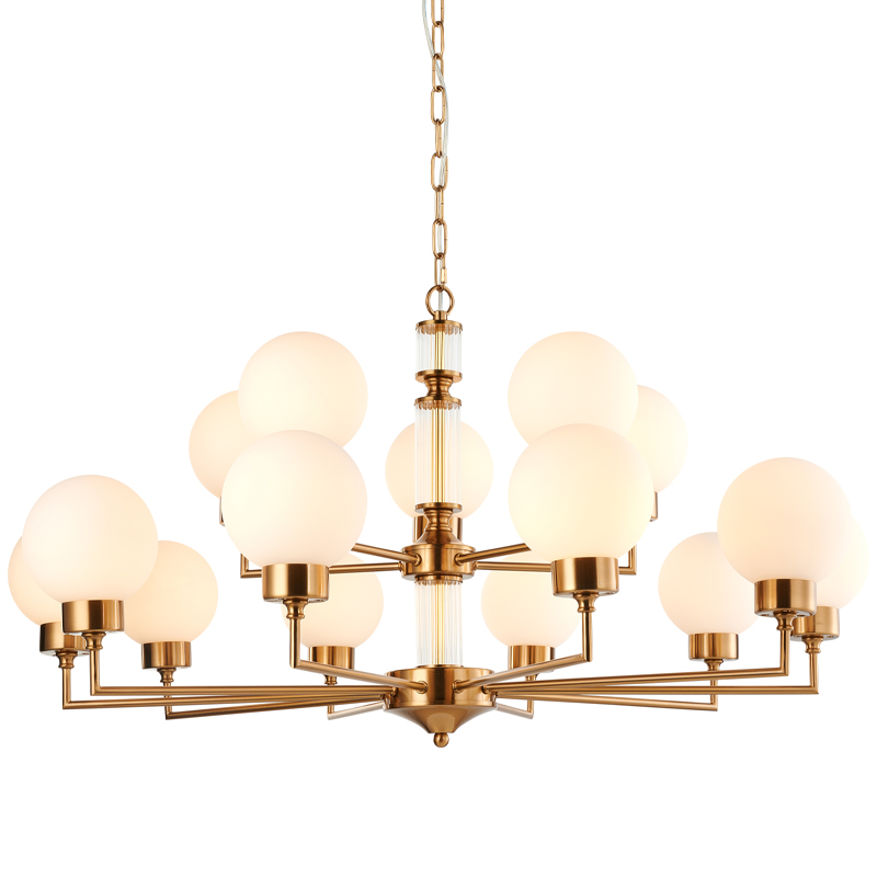 Люстра Zibille Chandelier Brass 93 Латунь Белое матовое стекло Прозрачный Люстра Zibille Chandelier Brass 93 Латунь Белое матовое стекло Прозрачный в Брянске | Loft Concept