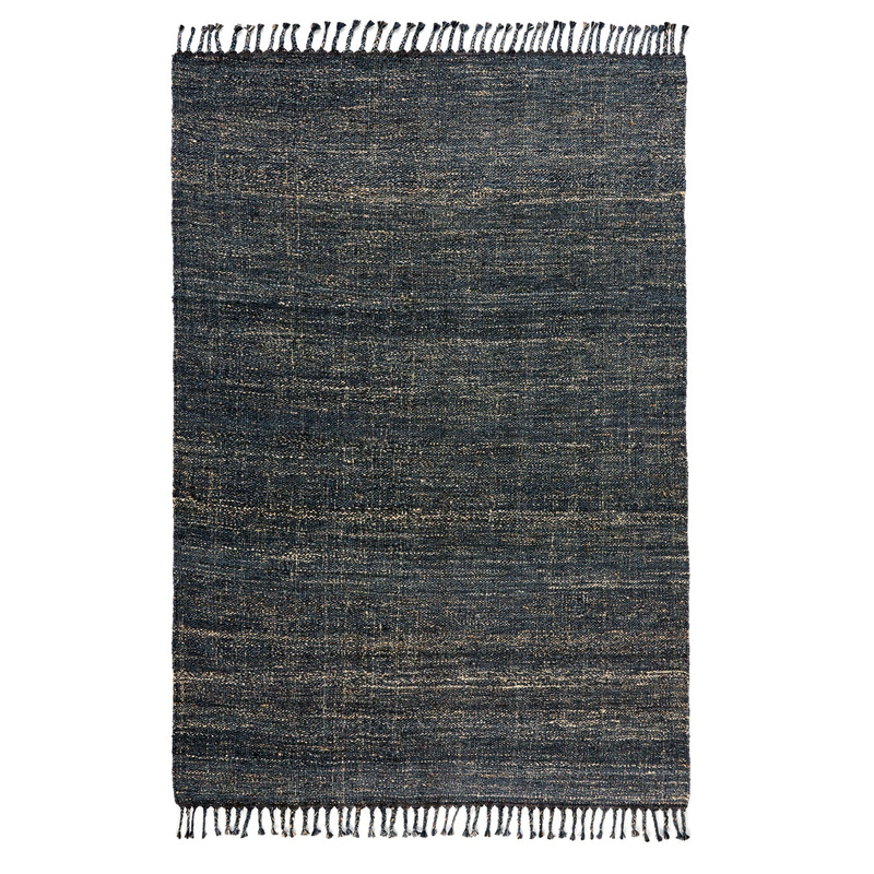 Ковер с бахромой Carpet blue 100% джут Бежевый Темно-синий в Брянске | Loft Concept 