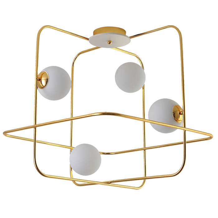 Люстра Broken Squares Balls Brass Белый Латунь Люстра Broken Squares Balls Brass Белый Латунь в Брянске | Loft Concept