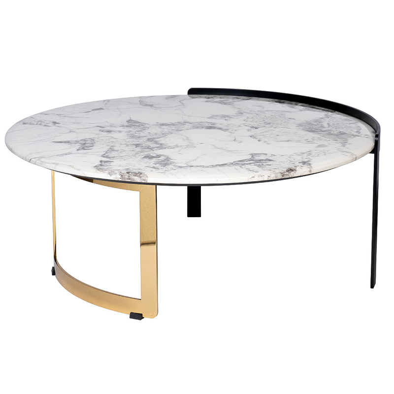 Кофейный стол Rodgeir Coffee Table Черный Глянцевое золото Белый Мрамор Bianco Кофейный стол Rodgeir Coffee Table Черный Глянцевое золото Белый Мрамор Bianco в Брянске | Loft Concept