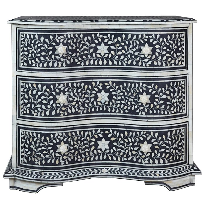 Комод Inlaid Bone Stars And Waves Белый Черный Комод Inlaid Bone Stars And Waves Белый Черный в Брянске | Loft Concept