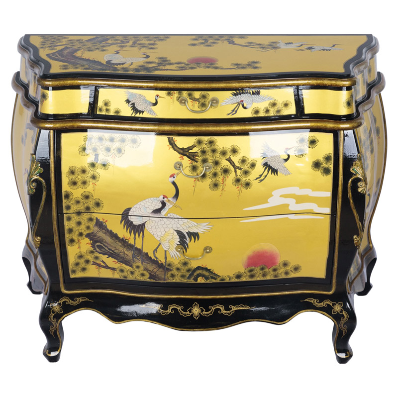 Китайский комод с журавлями Grus chest of drawers Черный Золотой Китайский комод с журавлями Grus chest of drawers Черный Золотой в Брянске | Loft Concept