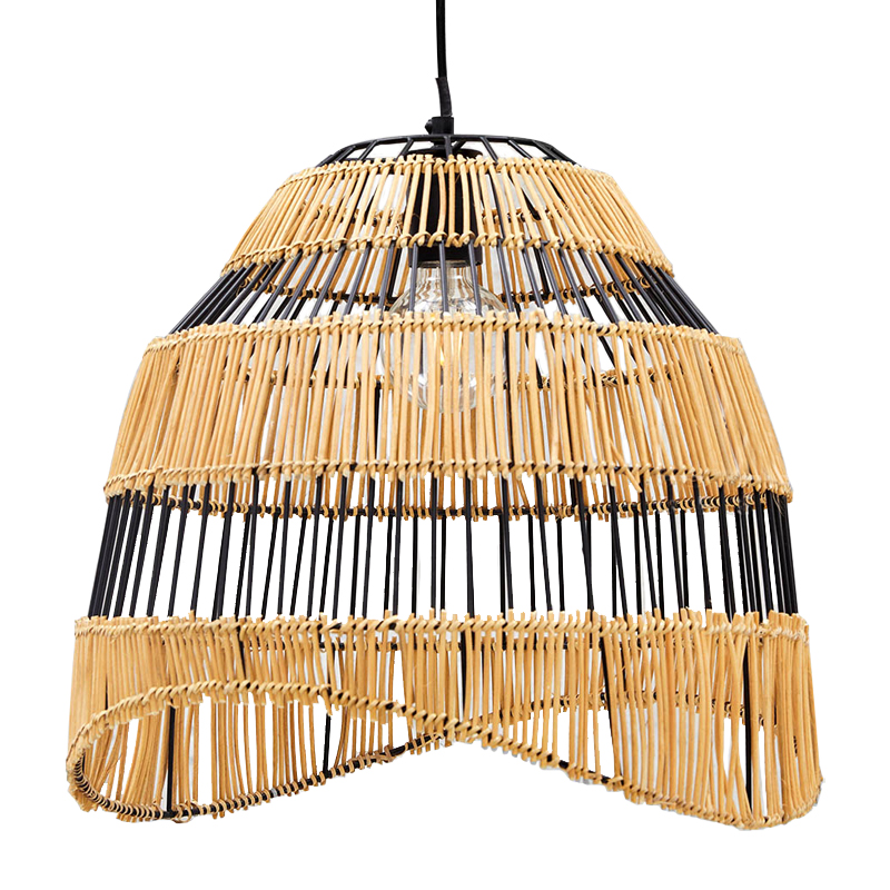 Люстра с плетеным абажуром Narayan Wicker Chandelier Древесина Черный Люстра с плетеным абажуром Narayan Wicker Chandelier Древесина Черный в Брянске | Loft Concept