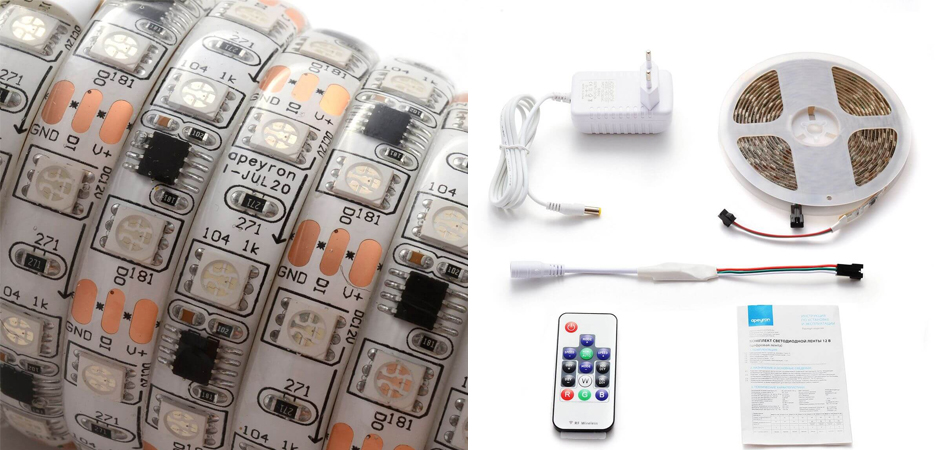 Комплект светодиодной влагозащищенной ленты 14,4W/m 60Led/m 5050SMD разноцветный 5 метров Комплект светодиодной влагозащищенной ленты 14,4W/m 60Led/m 5050SMD разноцветный 5 метров - Loft-Concept в Брянске