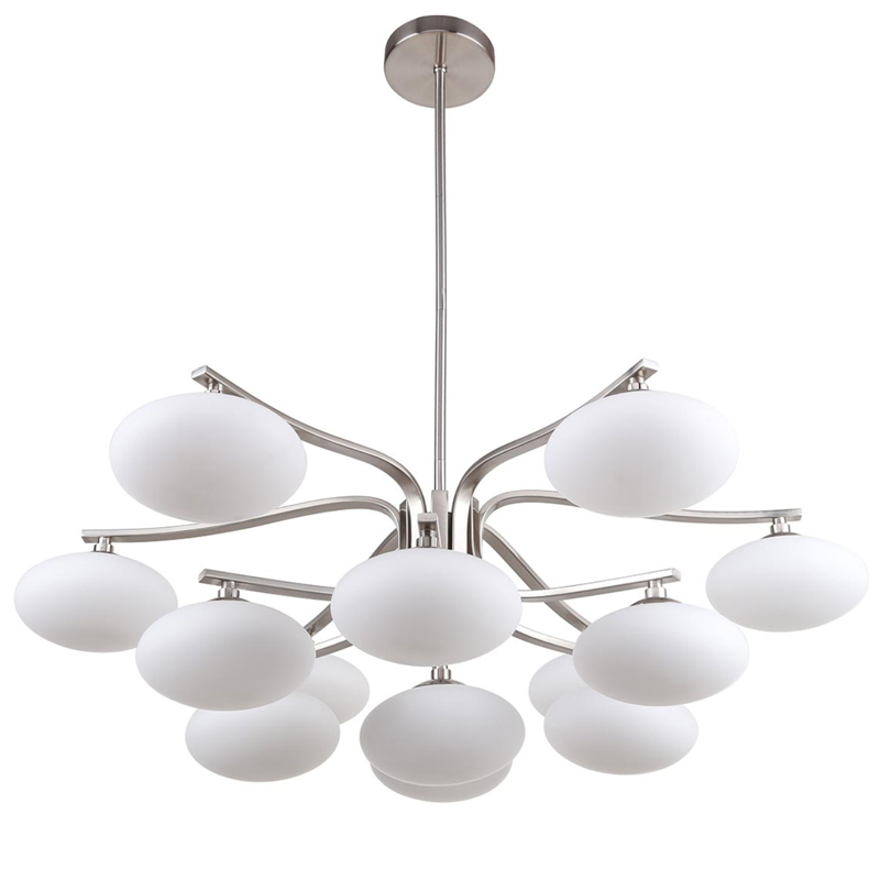 Oval Balls Mushrooms Chandelier 13 Silver Серебряный Прозрачный белый Oval Balls Mushrooms Chandelier 13 Silver Серебряный Прозрачный белый в Брянске | Loft Concept