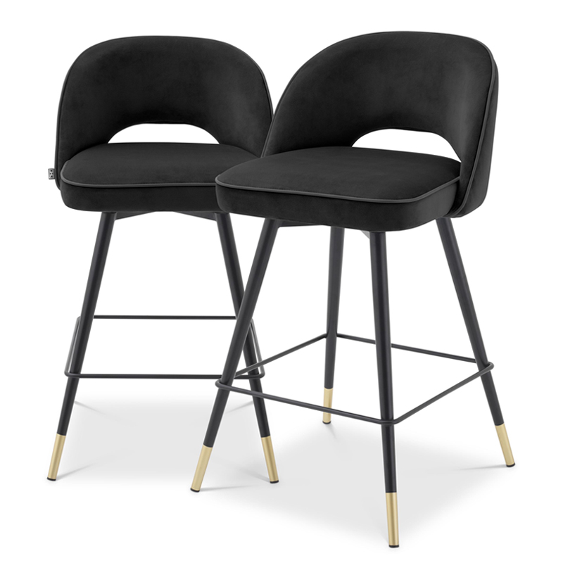 Комплект полубарных стульев Eichholtz Counter Stool Cliff set of 2 black Черный Латунь Комплект полубарных стульев Eichholtz Counter Stool Cliff set of 2 black Черный Латунь в Брянске | Loft Concept