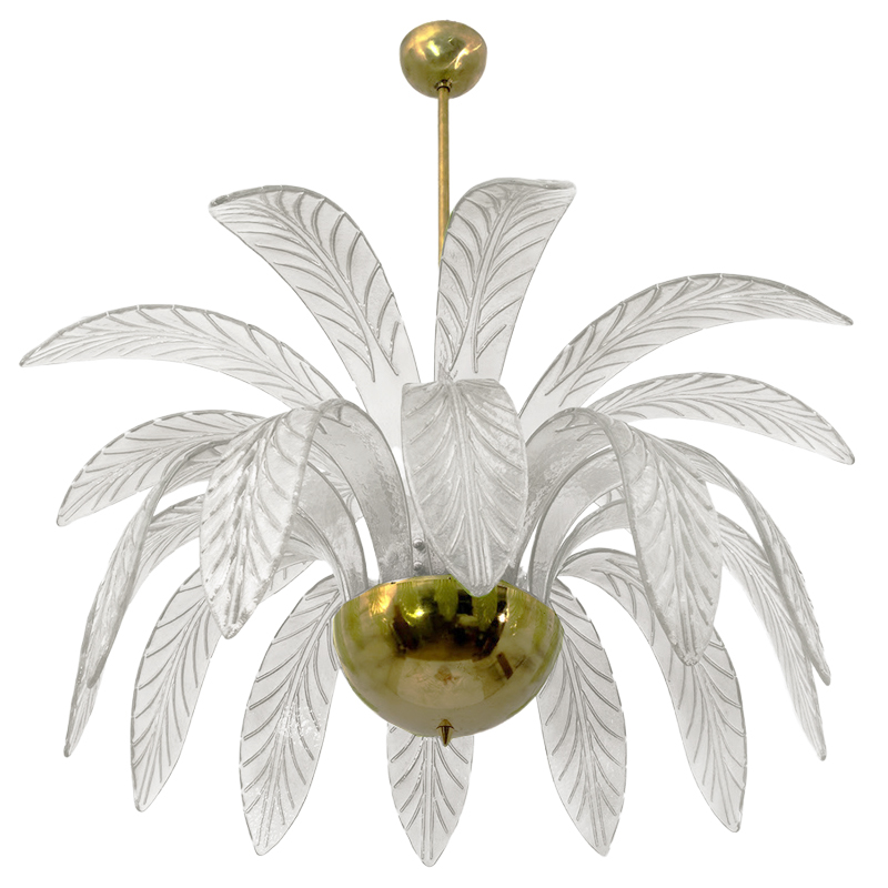 Люстра Modern Chandelier Palm White Стеклянные Листья Пальмы  Золотой Белое матовое стекло в Брянске | Loft Concept 