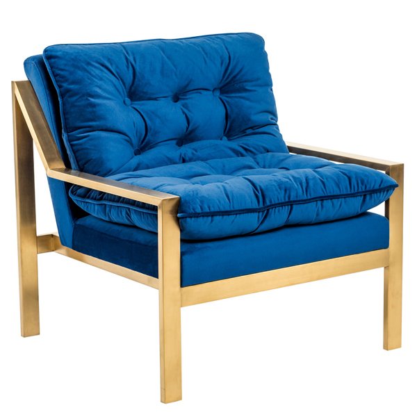 Кресло Accent Velvet Armchair Золотой Синий Кресло Accent Velvet Armchair Золотой Синий в Брянске | Loft Concept