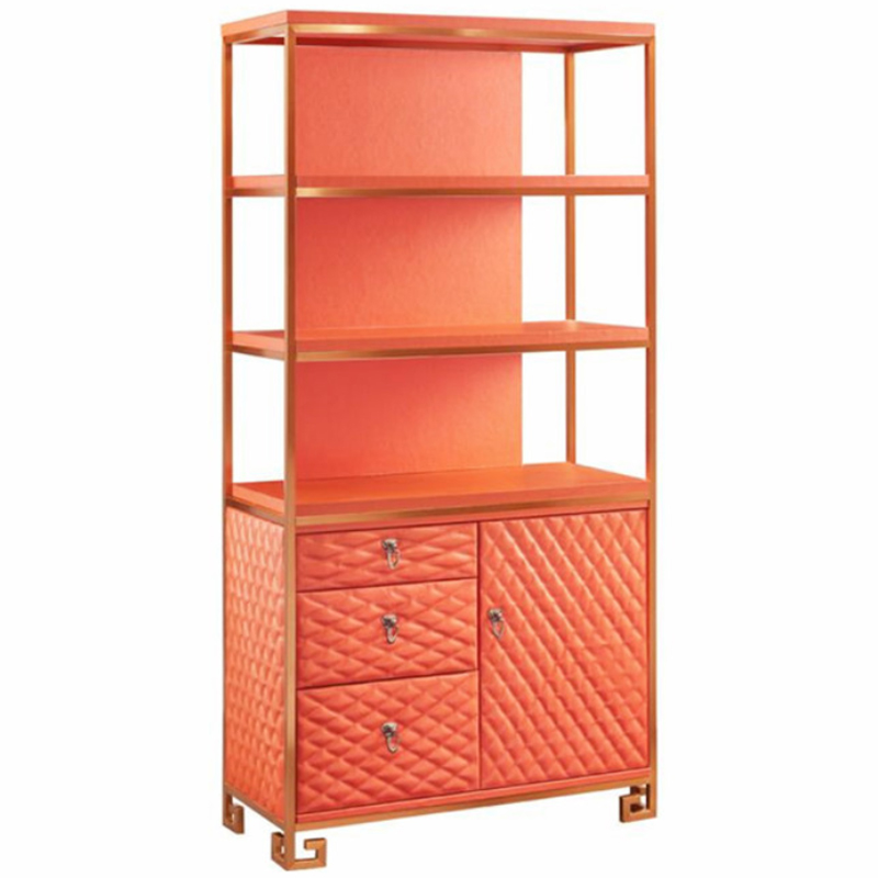 Стеллаж Bookcase Leather Capitone Золотой Оранжевый в Брянске | Loft Concept 