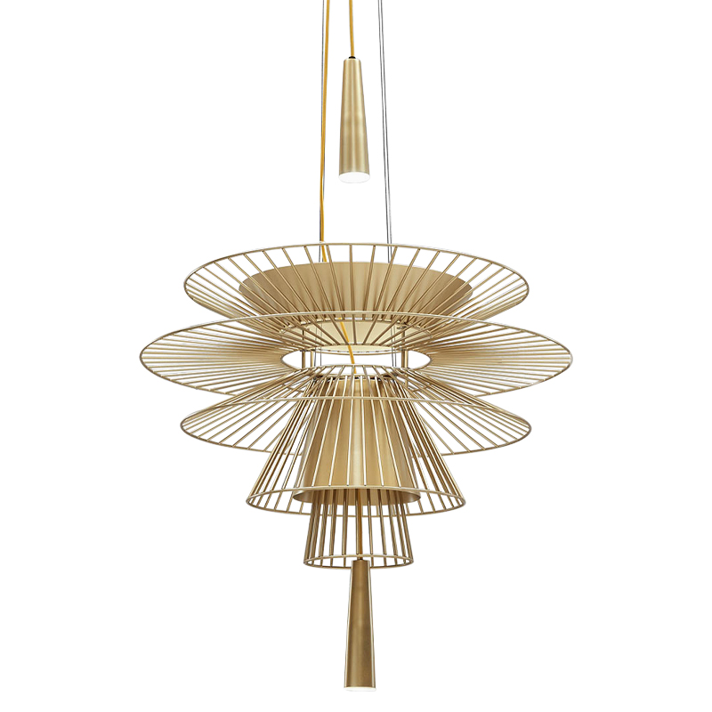 Люстра с металлическим плафоном Shade Metal Chandelier Золотой Люстра с металлическим плафоном Shade Metal Chandelier Золотой в Брянске | Loft Concept