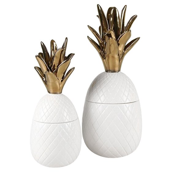 Ваза настольная Pineapple White Белый Золотой в Брянске | Loft Concept 