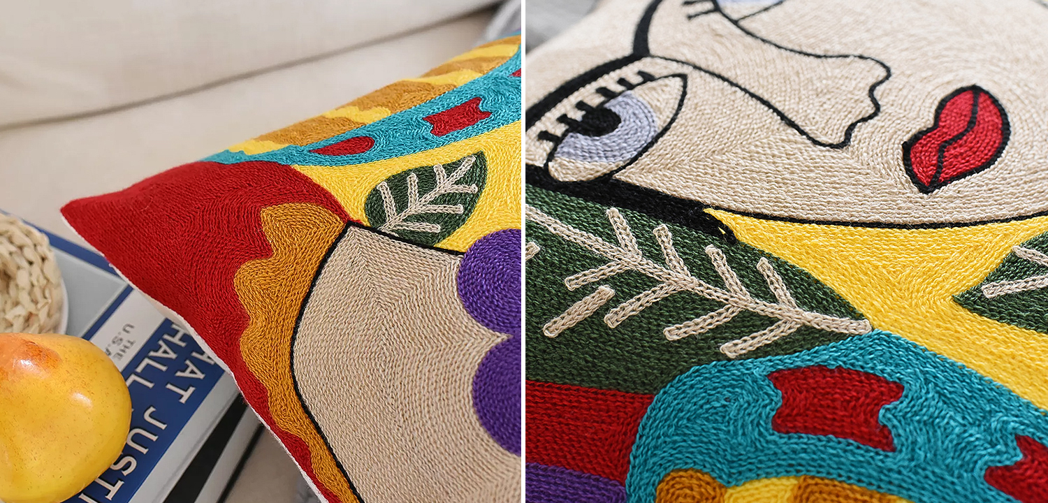 Декоративная подушка с вязаным изображением Frida Kahlo - фото №1