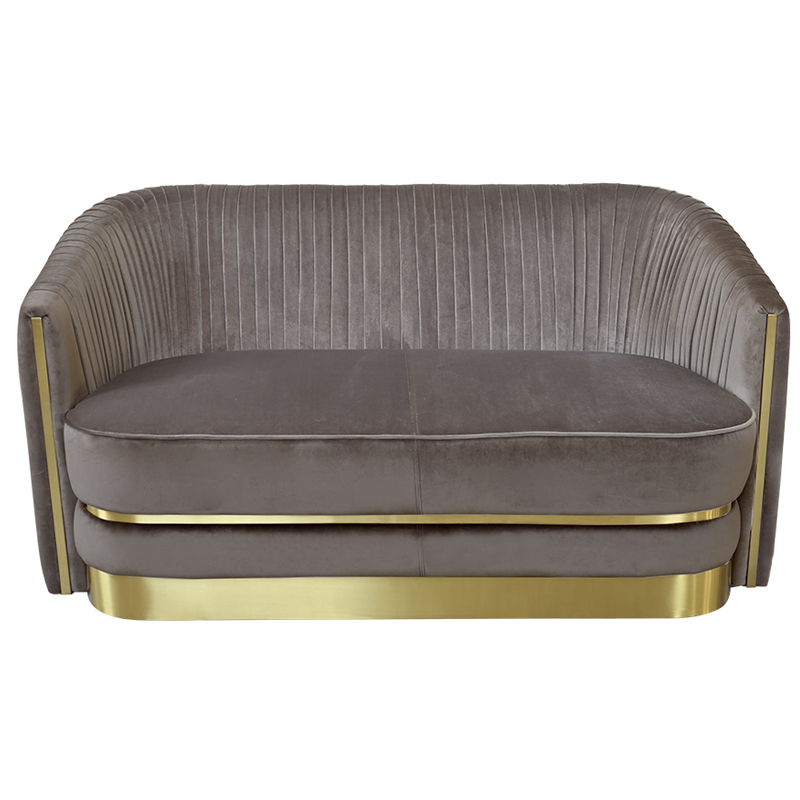 Диван двухместный велюр Bolger sofa Серый Золотой Диван двухместный велюр Bolger sofa Серый Золотой в Брянске | Loft Concept