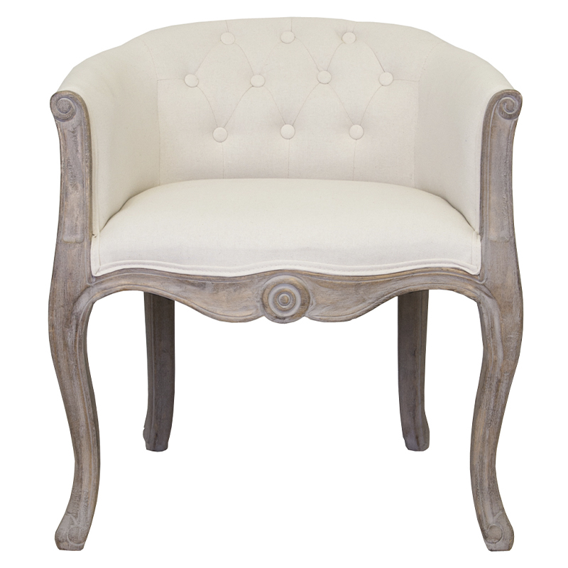 Кресло низкое в стиле прованс Бежевый Лен Louis French Armchair Бежевый Коричневый Кресло низкое в стиле прованс Бежевый Лен Louis French Armchair Бежевый Коричневый в Брянске | Loft Concept
