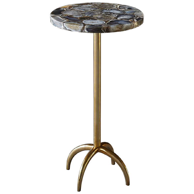 Приставной столик со столешницей из агата Grey Agate Side Table Серый Коричневый Латунь Приставной столик со столешницей из агата Grey Agate Side Table Серый Коричневый Латунь в Брянске | Loft Concept