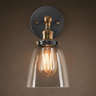 Бра Loft Clear Glass Cloche Прозрачное Стекло Бронза Черный матовый Бра Loft Clear Glass Cloche Прозрачное Стекло Бронза Черный матовый в Брянске | Loft Concept