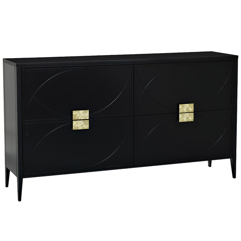 Комод с 4-мя ящиками Amelie Black Chest of Drawers Черный Черный Золотой в Брянске | Loft Concept 