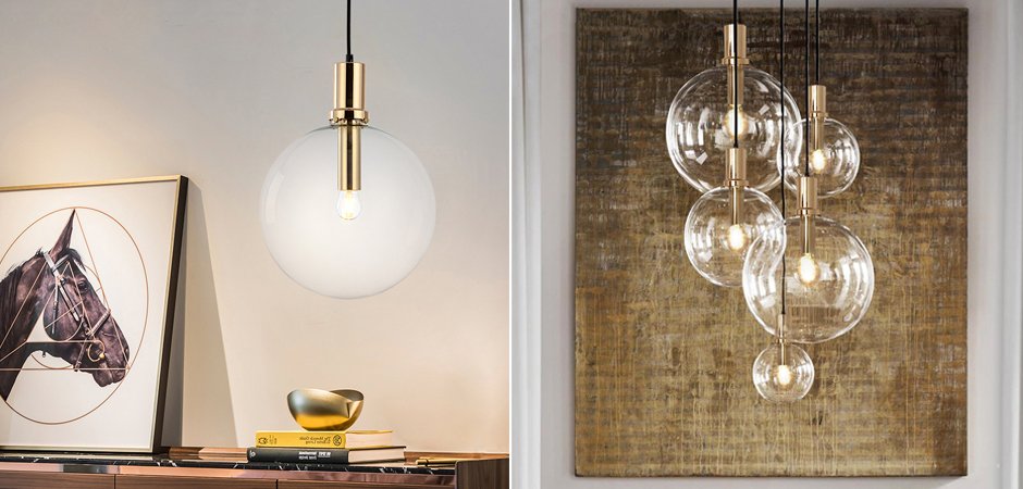 Подвесной светильник Glass Globe Gold Подвесной светильник Glass Globe Gold - Loft-Concept в Брянске
